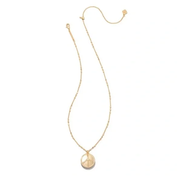 Black and Gold Peace Sign Kendra Scott Necklace - Picture 3 of 11